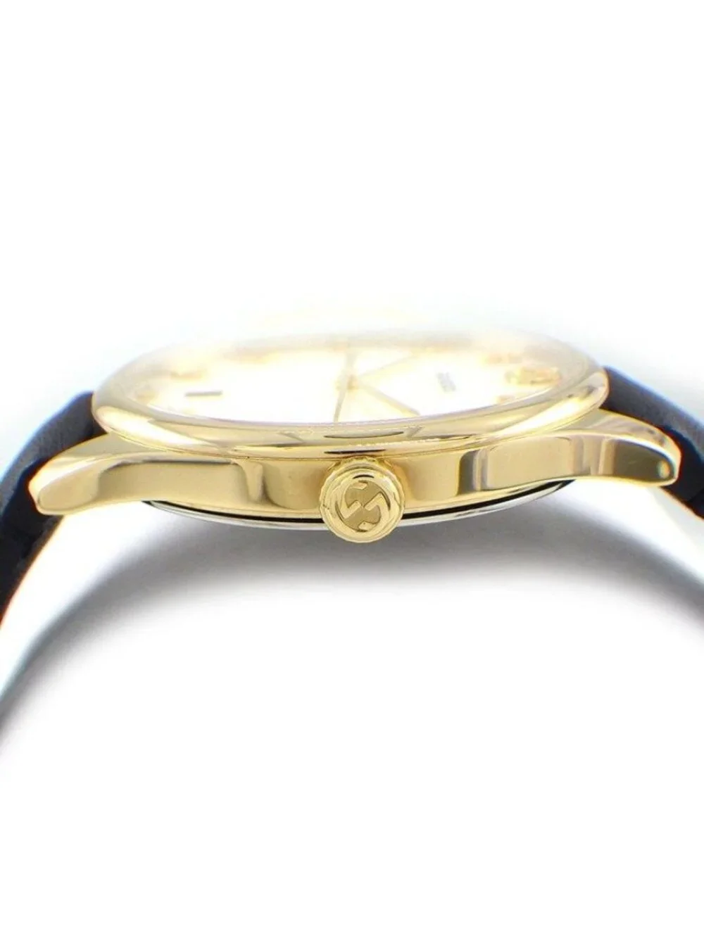 Gucci Watch Timeless 126.4 White Shell Dial Date Back Skew Black Cowhide